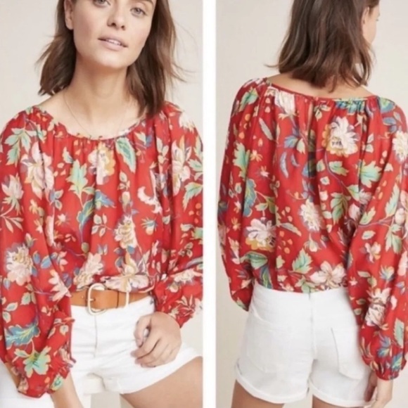 Anthropologie Maeve boho red floral size small - Picture 3 of 7